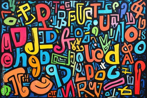 Vibrant Idioms: Colorful Letters Representing Language and Phrases Against a Creative Backdrop
