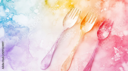 Artistic Paintbrushes On A Vibrant Watercolor Background