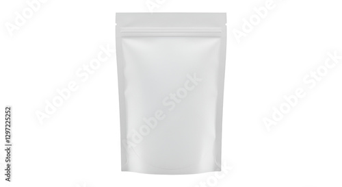White stand up zipper pouch mockup on a transparent white PNG