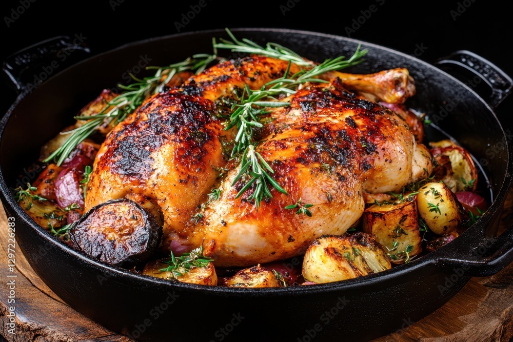 Fototapeta premium Roasted chicken food banner