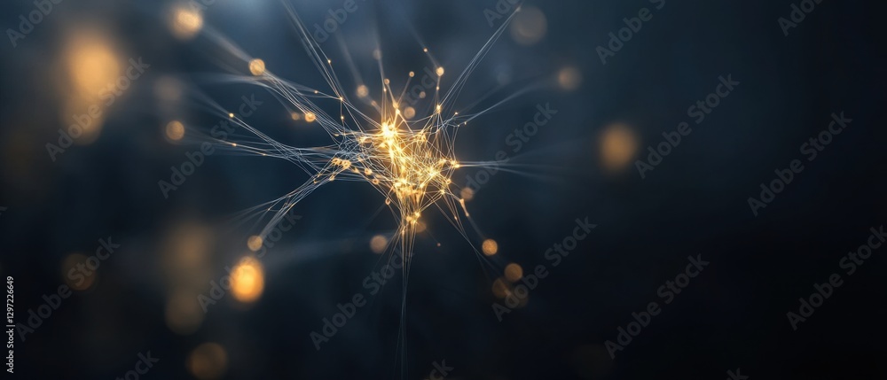 Fototapeta premium Magical Blue Sparkle: Illuminated Abstract Background with Dynamic Neon Glow