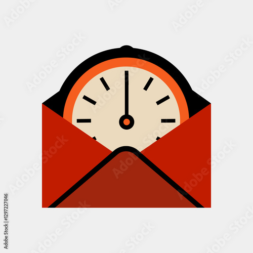 Post Arrival Time Concept - Envelope with clock showing the time