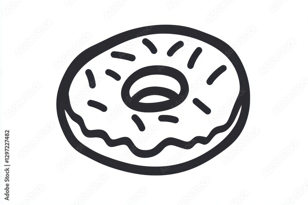 Stylized Outline of a Donut Delight. Iconic Sweet Treat for Cafes and Bakeries Stylized Outline of a Donut Delight. Iconic Sweet Treat for Cafes and Bakeries