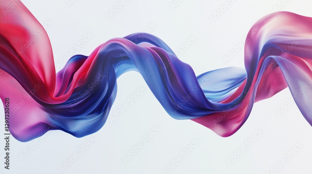 Obraz premium Smooth Wavy Ribbons in Red and Blue Colors Over White Background