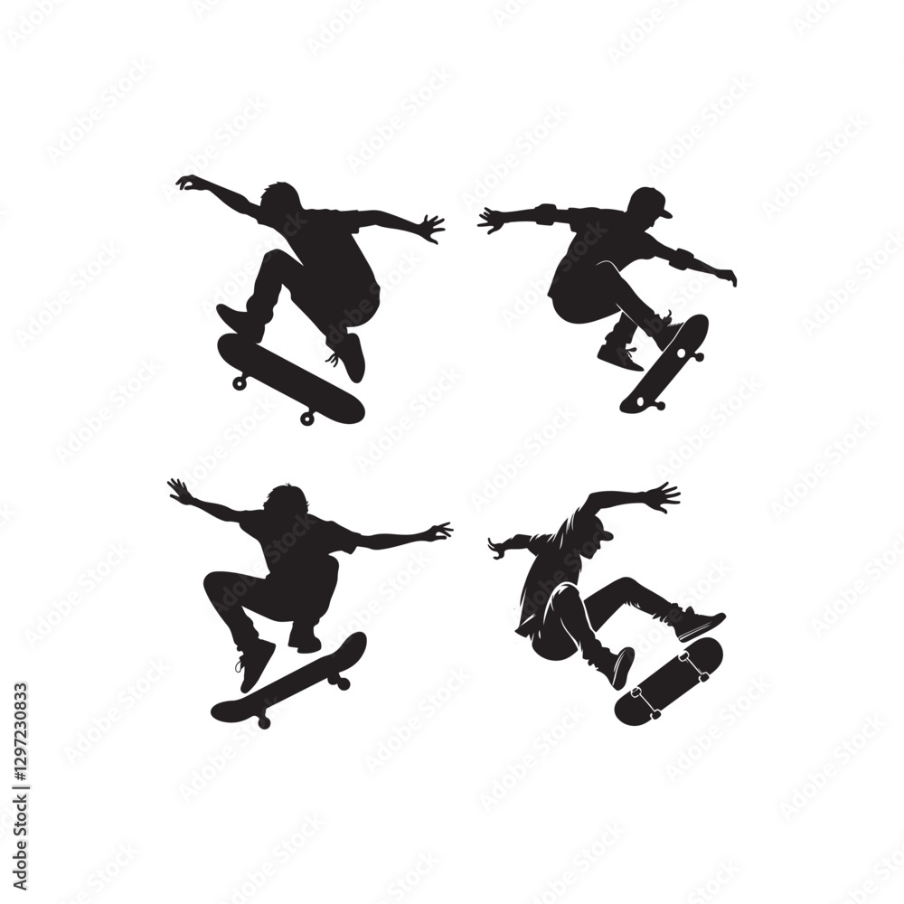 skateboard silhouette vector logo design collection skateboard silhouette vector logo design collection