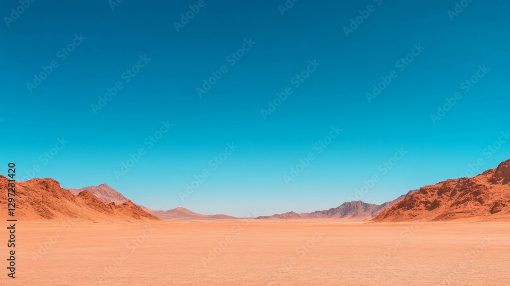 Fototapeta premium Vast desert landscape with towering mesas under clear blue sky