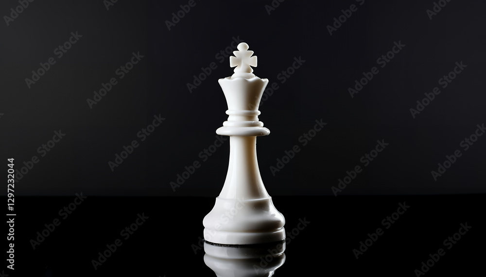 A white chess king piece displayed against a dark background, representing concepts of strategy, power, and leadership often associated with the game of chess, isolated on black background A white chess king piece displayed against a dark background, representing concepts of strategy, power, and leadership often associated with the game of chess, isolated on black background