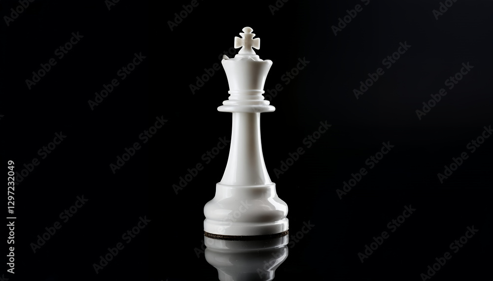 A white chess king piece displayed against a dark background, representing concepts of strategy, power, and leadership often associated with the game of chess, isolated on black background A white chess king piece displayed against a dark background, representing concepts of strategy, power, and leadership often associated with the game of chess, isolated on black background