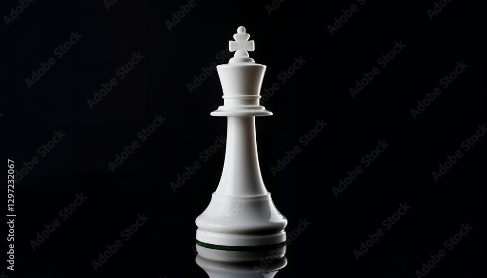 A white chess king piece displayed against a dark background, representing concepts of strategy, power, and leadership often associated with the game of chess, isolated on black background A white chess king piece displayed against a dark background, representing concepts of strategy, power, and leadership often associated with the game of chess, isolated on black background