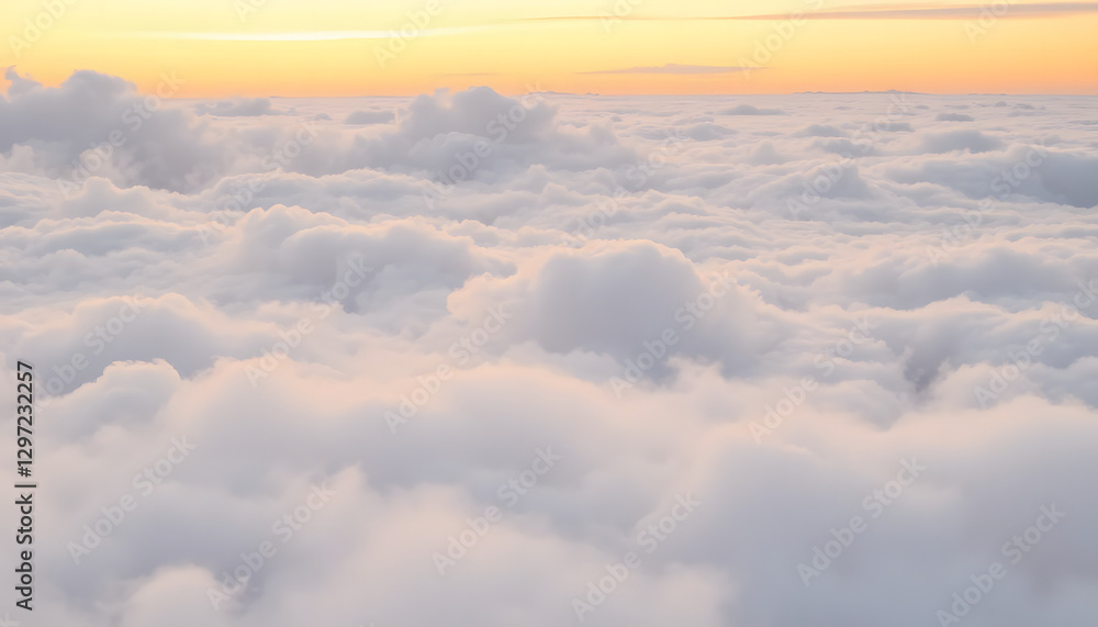 Serene cloudscape at sunset above the horizon with soft pastel colors Serene cloudscape at sunset above the horizon with soft pastel colors