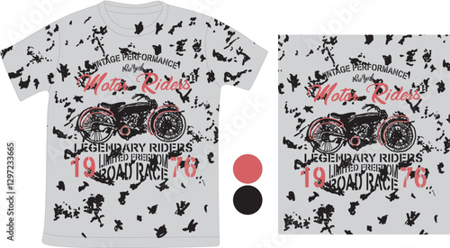 Vintage Motorcycle Print for T-Shirt – Urban and Stylish Design