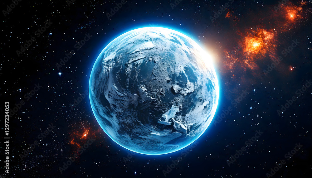 Icy Alien World Orbiting a Distant Star in the Universe
Icy Alien World Orbiting a Distant Star in the Universe