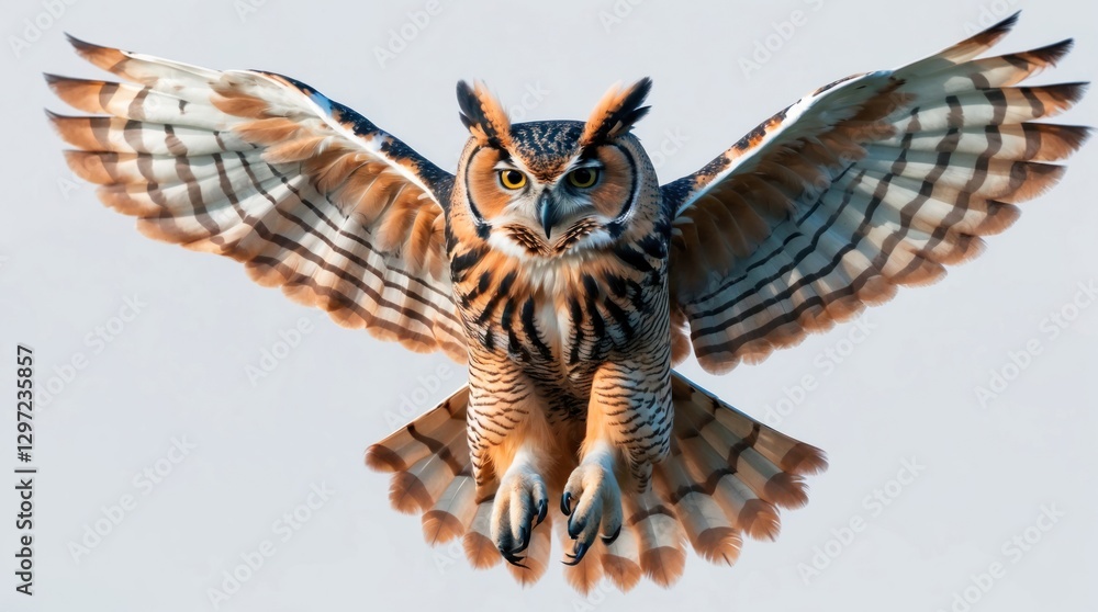 Fototapeta premium A majestic bird of prey in flight, showcasing detailed feathers and sharp talons, perfect for n