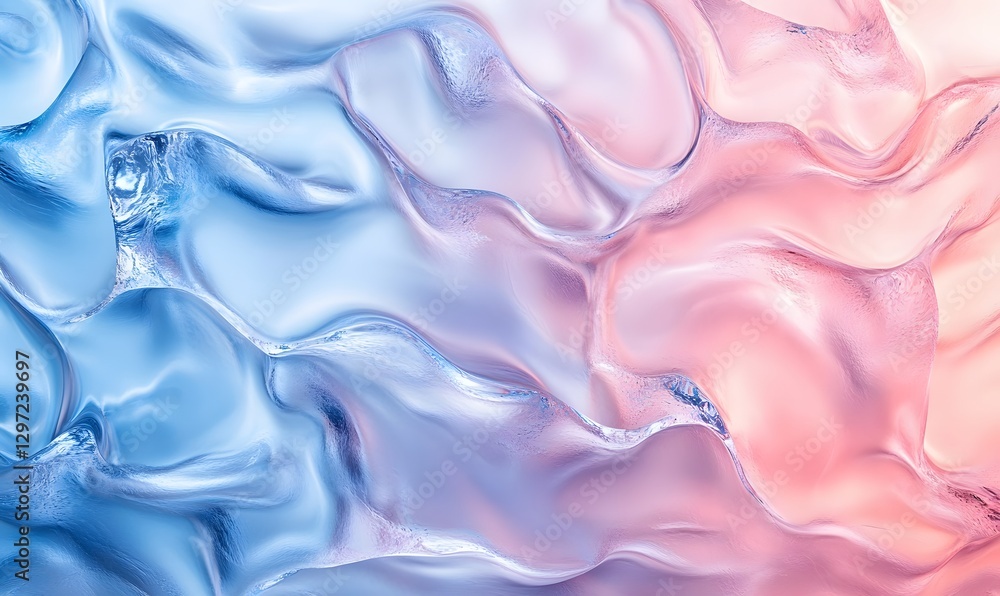 Obraz premium Abstract fluid design with light blue and pink hues for a modern and versatile aesthetic