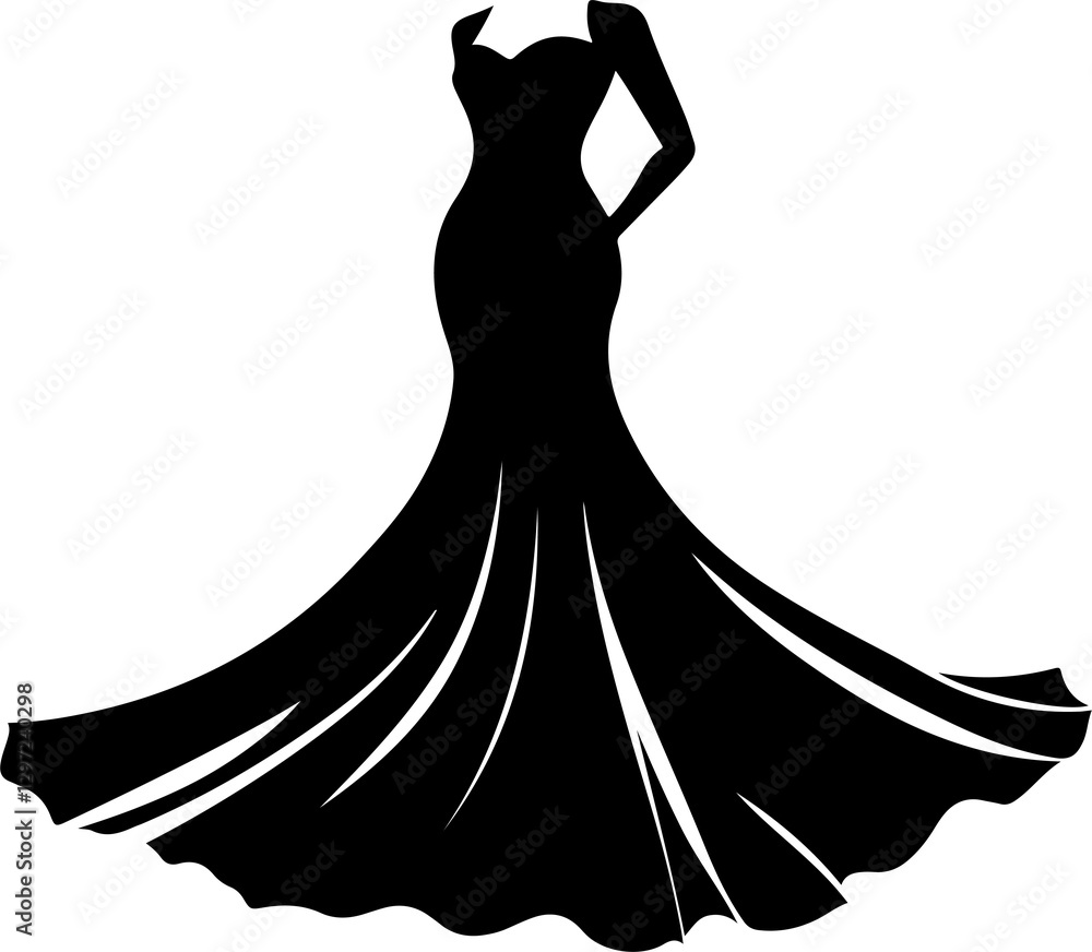 Elegant Black Evening Gown Silhouette Elegant Black Evening Gown Silhouette