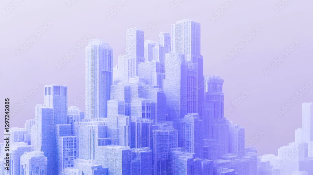 Fototapeta premium Abstract Cityscape in Pastel, Digital Art, Background