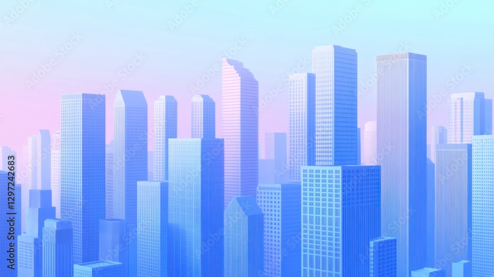 Pastel cityscape, modern buildings, soft light, tranquil scene, background use Pastel cityscape, modern buildings, soft light, tranquil scene, background use