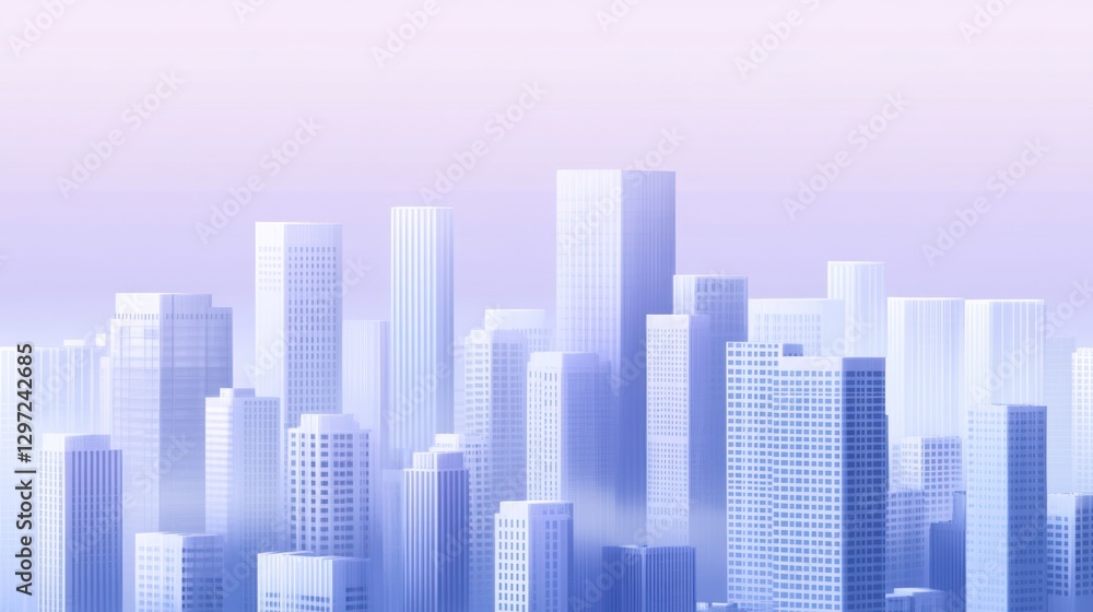 Fototapeta premium Pastel Cityscape Skyline, Foggy Morning, Urban Scene, Architectural Photography, Stock Photo