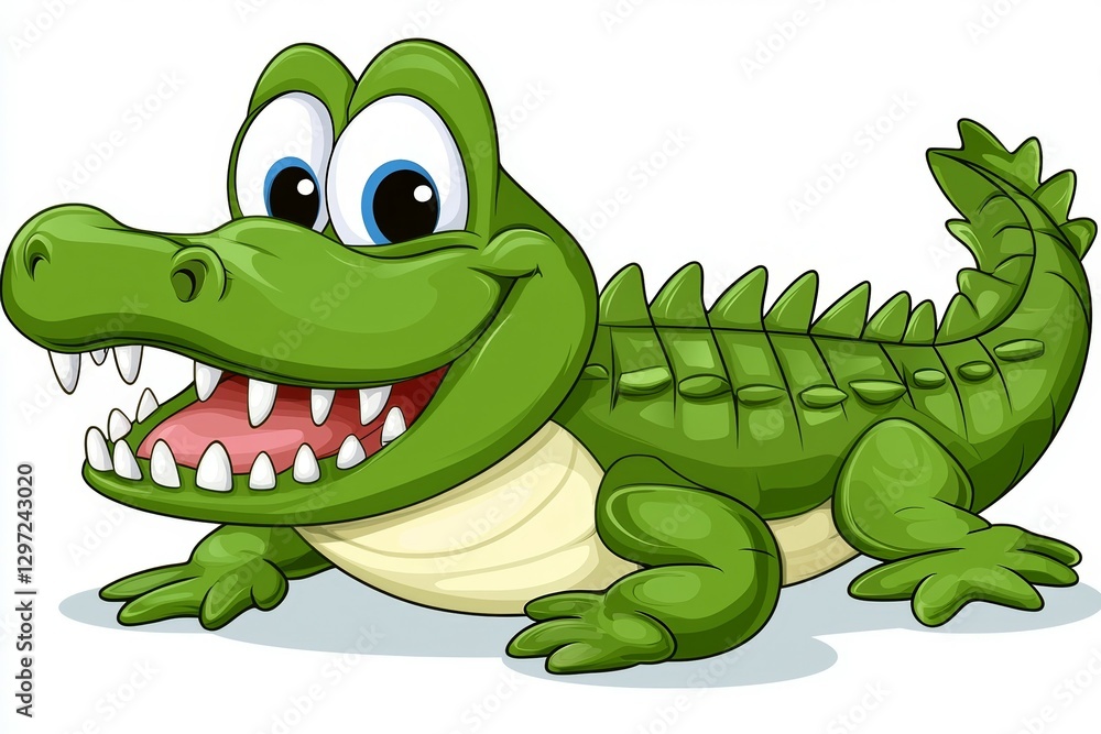 Naklejka premium Cartoon crocodile with a big smile on its face