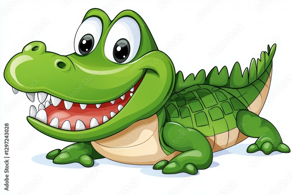 Fototapeta premium Cartoon crocodile with a big smile on its face