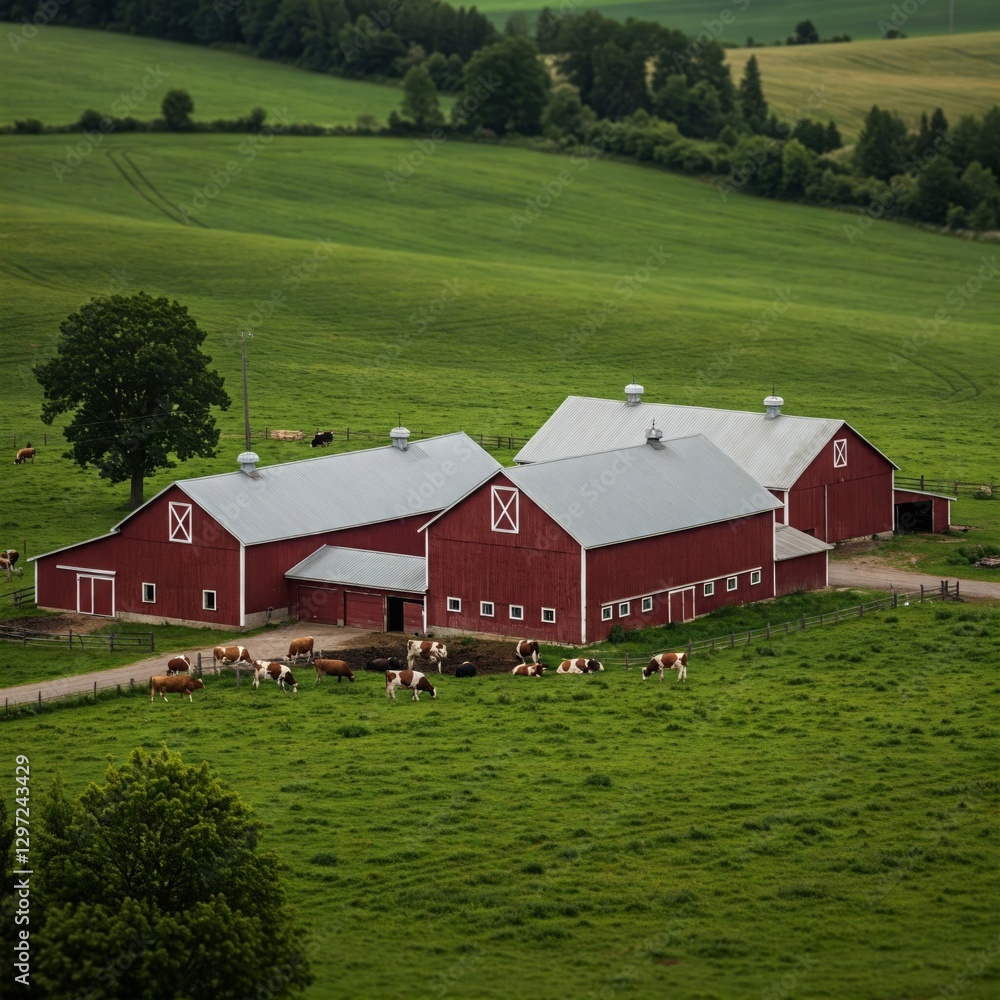 Fototapeta premium Beautiful Pastoral Scene with Open Land