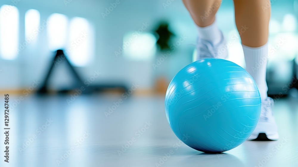 A vibrant close-up of a bright blue exercise ball on a smooth floor in a gym, symbolizing health and fitness while inviting users to engage in physical well-being activities. A vibrant close-up of a bright blue exercise ball on a smooth floor in a gym, symbolizing health and fitness while inviting users to engage in physical well-being activities.