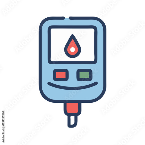 Blood sugar monitor icon, medical device illustration, diabetes care
