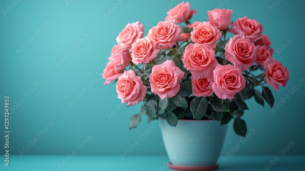 Obraz premium roses in a pot isolated on a solid color background