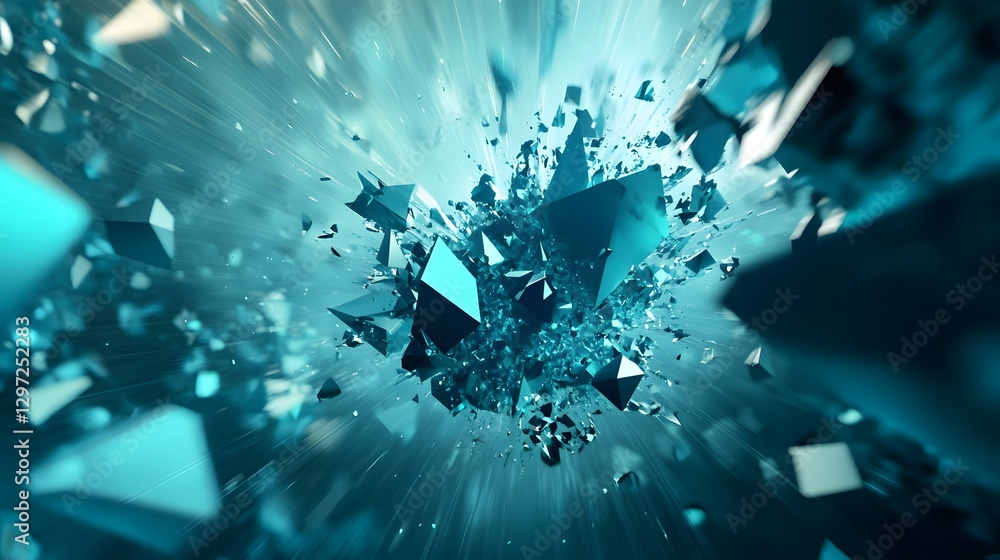 Geometric explosions in bold turquoise Geometric explosions in bold turquoise