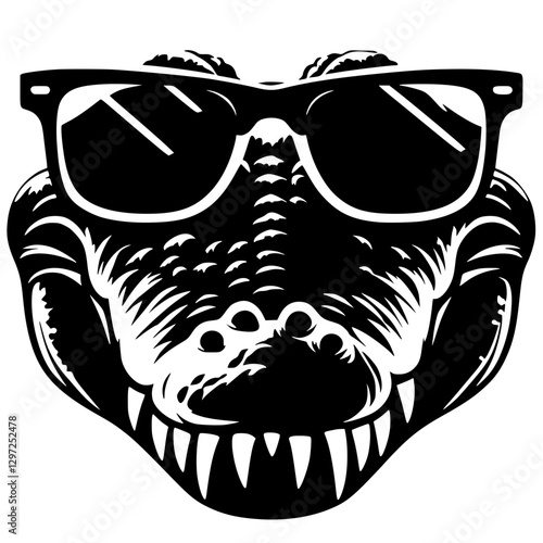 Silhouette of a crocodile wearing glasses