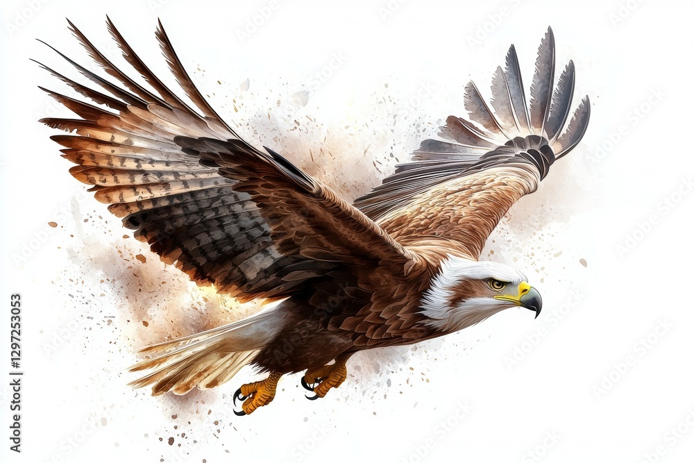 Fototapeta premium Large eagle is flying through the air with its wings spread wide
