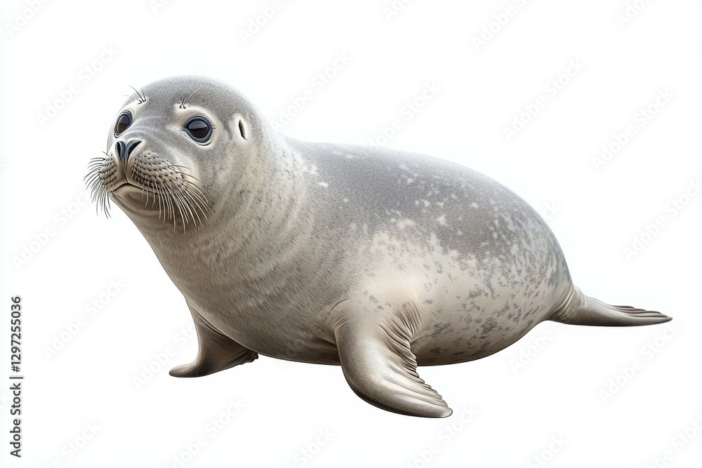 Fototapeta premium Seal is standing on a white background