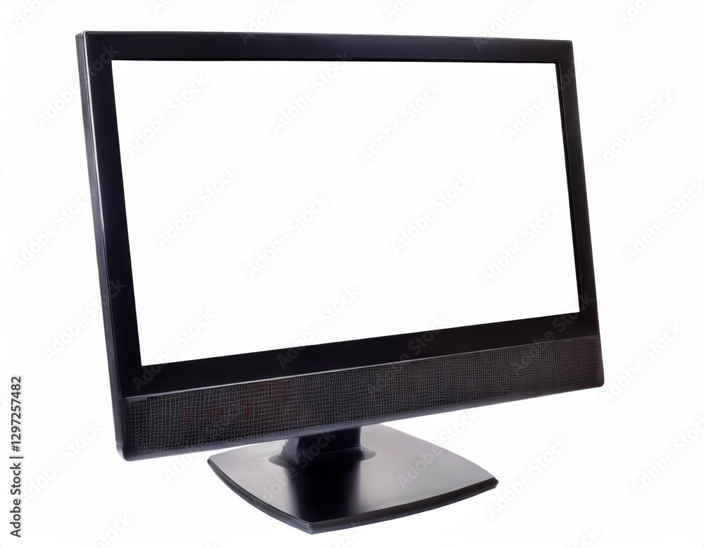 Computer Monitor with Blank Screen: Isolated with Clipping Path on White