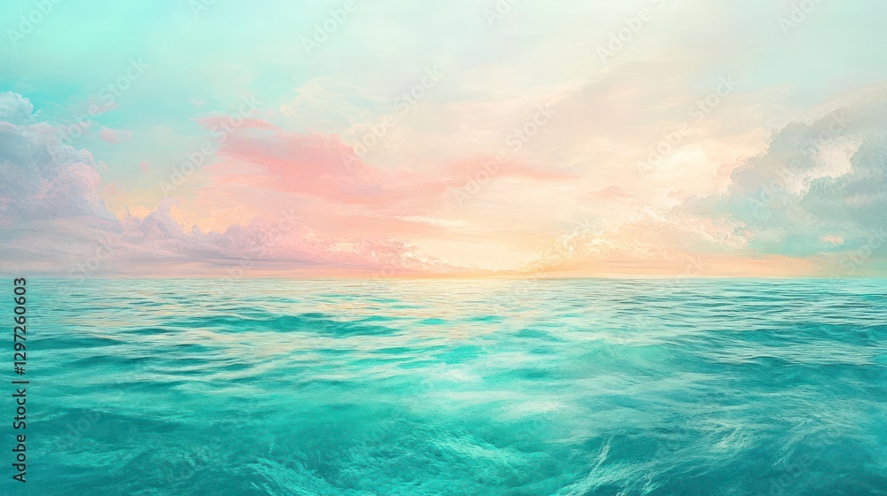 Fototapeta premium Beautiful sea scene with a colorful sky and ocean waves