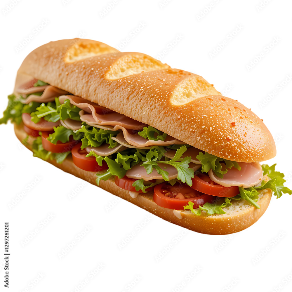 Ham & Cheese Sub: Recipe & Images isolated on transparent background Ham & Cheese Sub: Recipe & Images isolated on transparent background