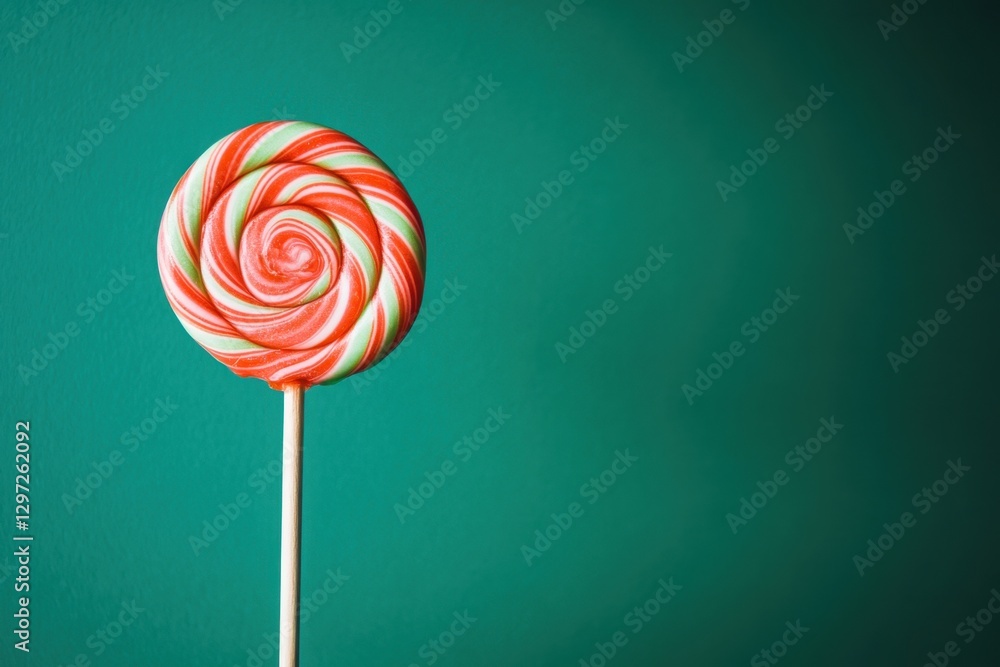 A Swirly Red Green and White Swirl Lollipop On A Stick A Swirly Red Green and White Swirl Lollipop On A Stick
