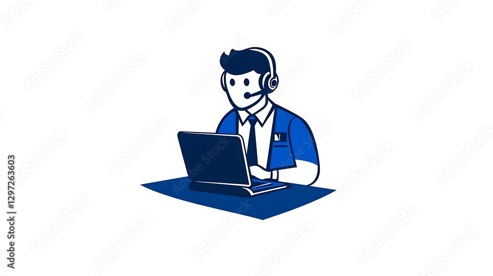 Customer Service Agent at Work: Vector Illustration AI Generated Customer Service Agent at Work: Vector Illustration AI Generated