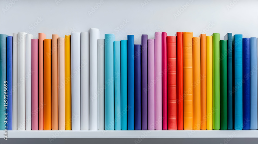 Obraz premium Colorful books on shelf, knowledge, education, background, library