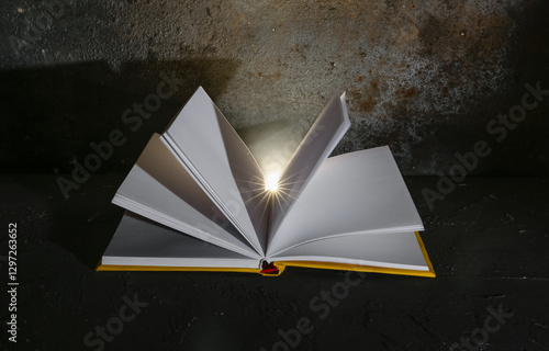 Open book with glowing ligh...