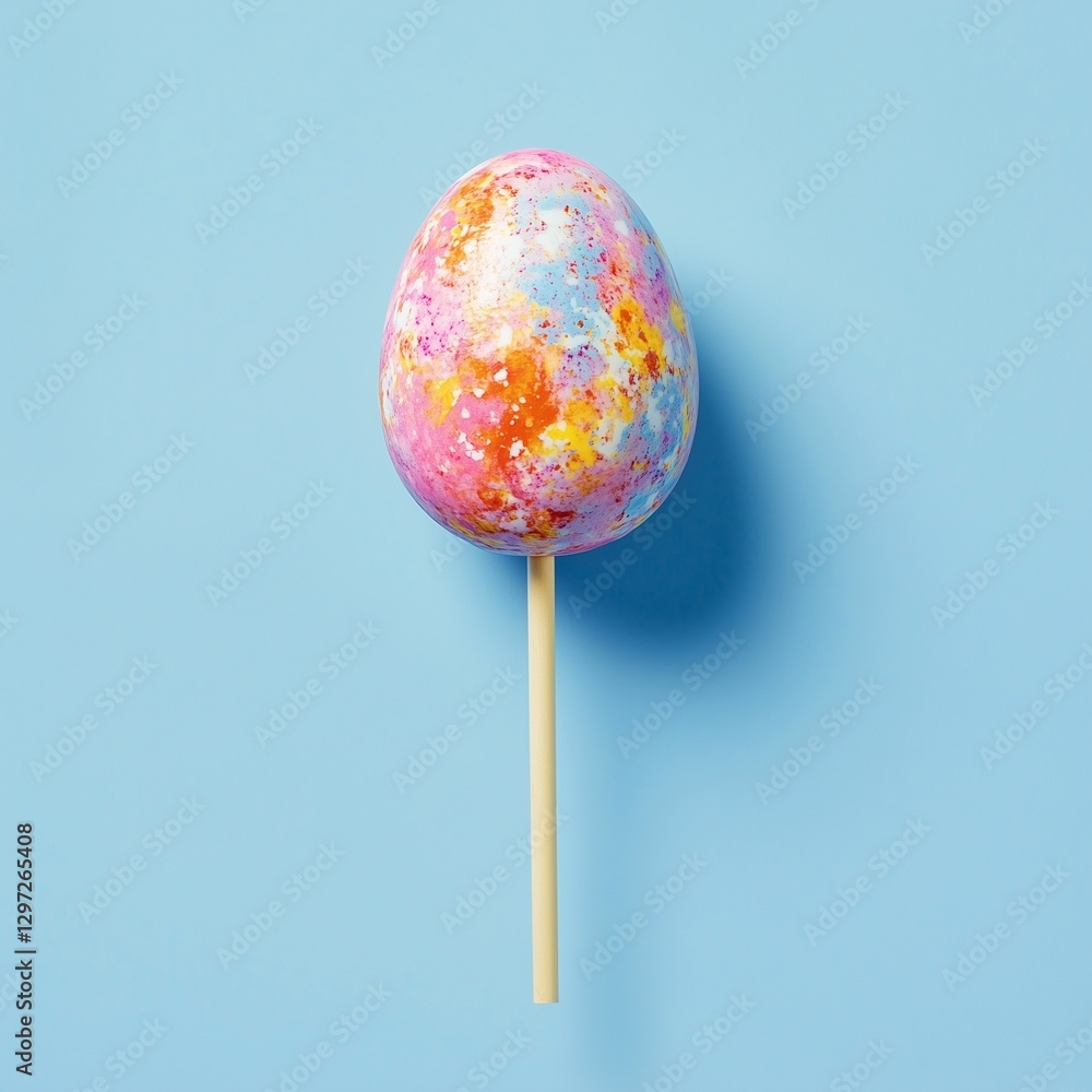decorated easter egg on a stick for decoration isolated on solid background decorated easter egg on a stick for decoration isolated on solid background