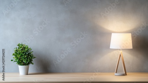 Minimalist home office desk lamp plant