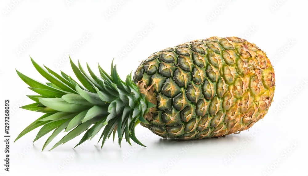 Whole Pineapple: Ripe Tropical Fruit Isolated on White Background Whole Pineapple: Ripe Tropical Fruit Isolated on White Background