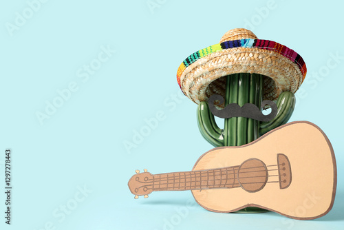 Cactus with sombrero, musta...