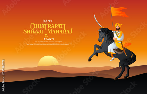 Chhatrapati Shivaji Maharaj Jayanti background with mountain background