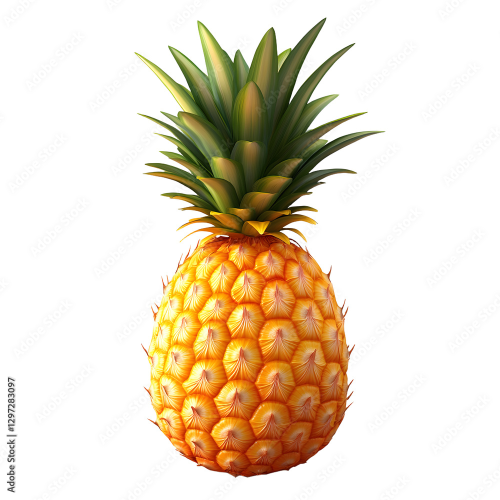 pineapple 3d fruit icon isolated on transparent background pineapple 3d fruit icon isolated on transparent background
