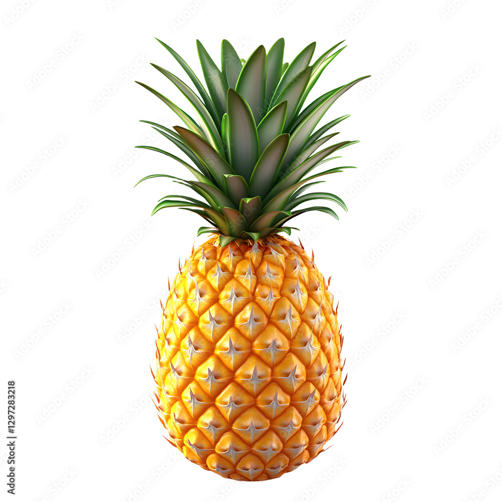 Fototapeta premium pineapple 3d fruit icon isolated on transparent background