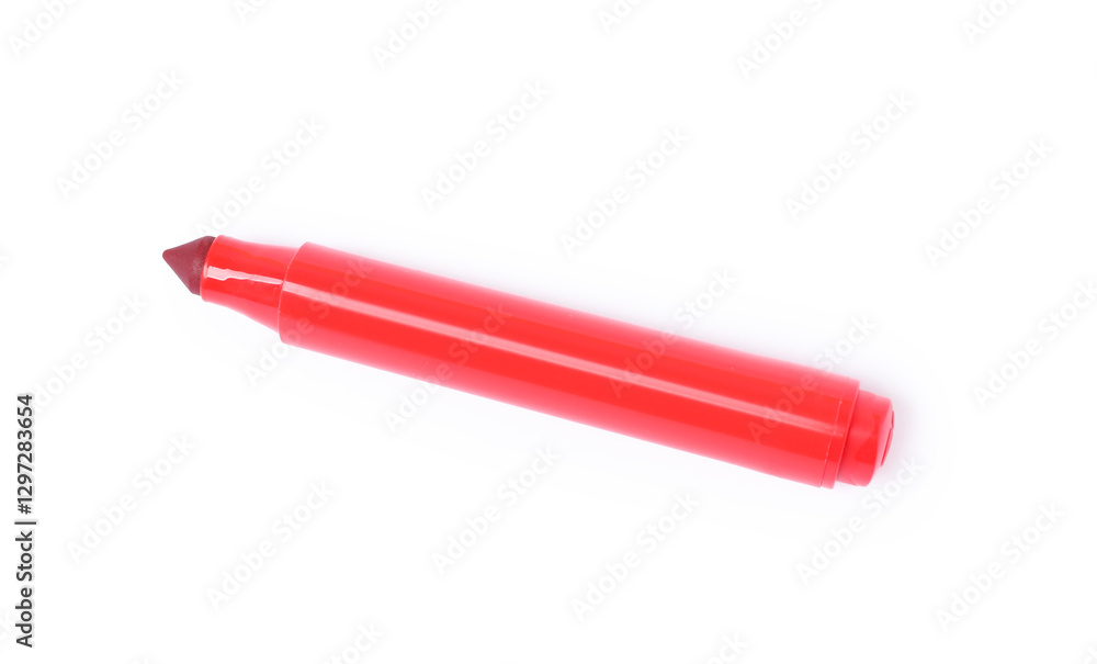 One red marker isolated on white, top view One red marker isolated on white, top view