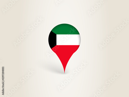 Free Download Pin Icon with Kuwait National Flag. - GFXLoad