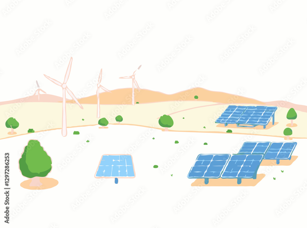 Renewable Energy Landscape: Wind Turbines and Solar Arrays Renewable Energy Landscape: Wind Turbines and Solar Arrays