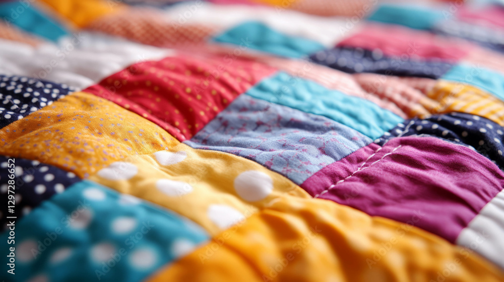 Fototapeta premium Colorful patchwork quilt texture background for crafting and design